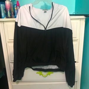 Black/White Hooded Windbreaker